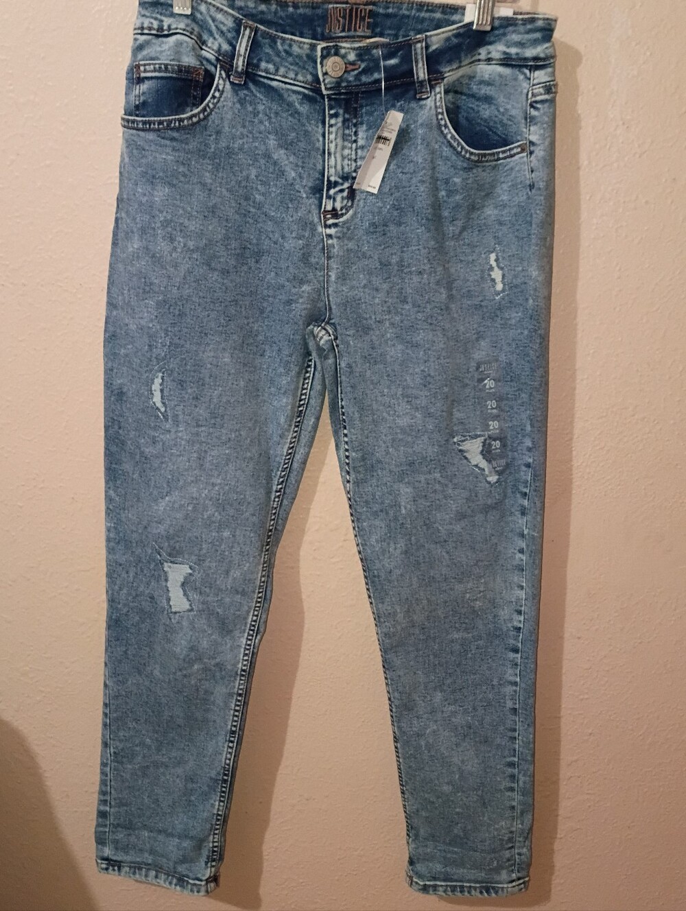 NWT GIRLS SIZE 20 PLUS Justice Light Blue Distressed Jeggings